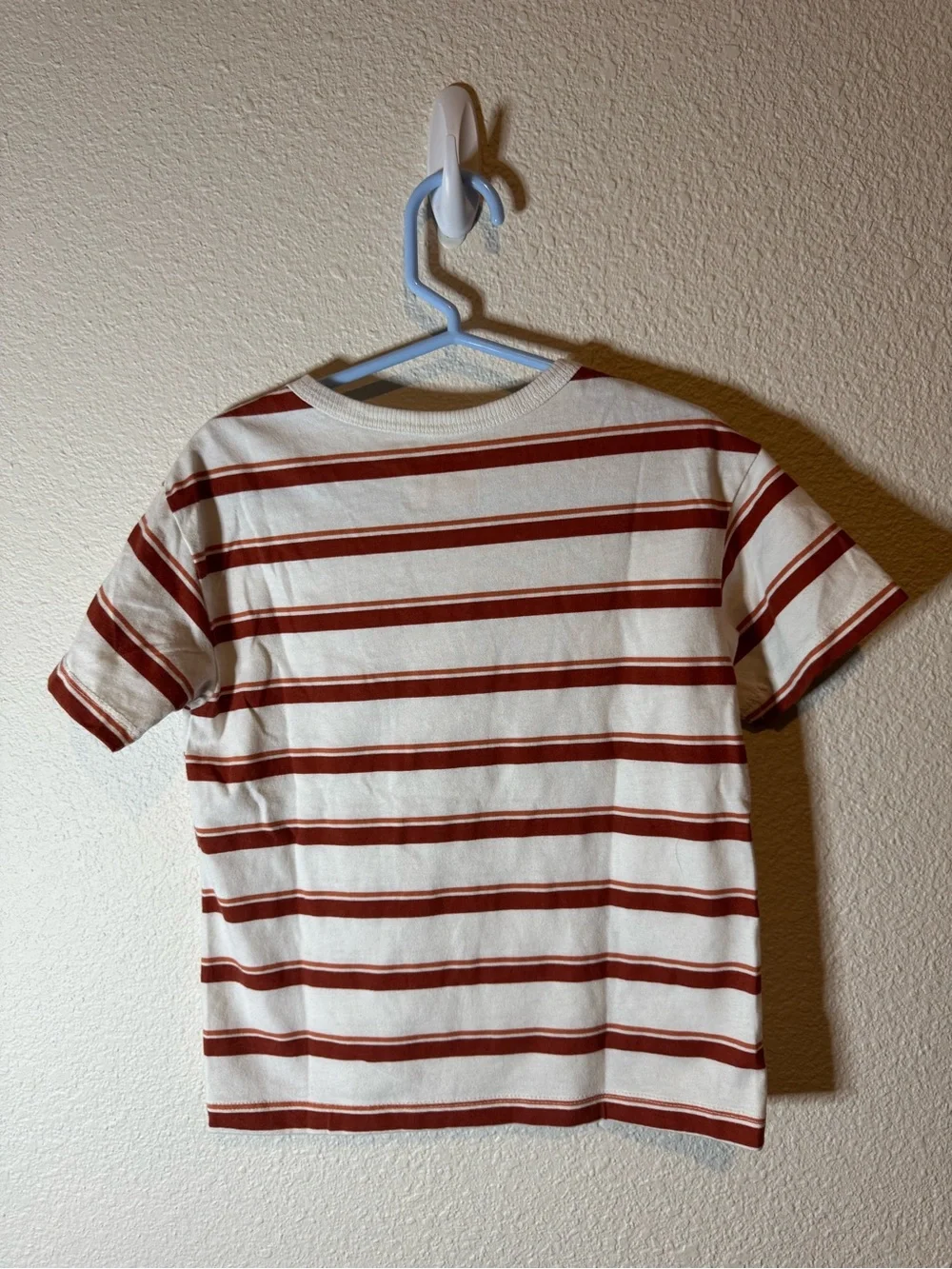 Cat & Jack White and Rust Stripe Short Sleeve Tee